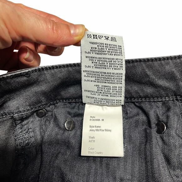 R13 Jenny Mid-Rise Skinny Stretch Ankle Jean in Black Country Size 26 - Picture 8 of 8